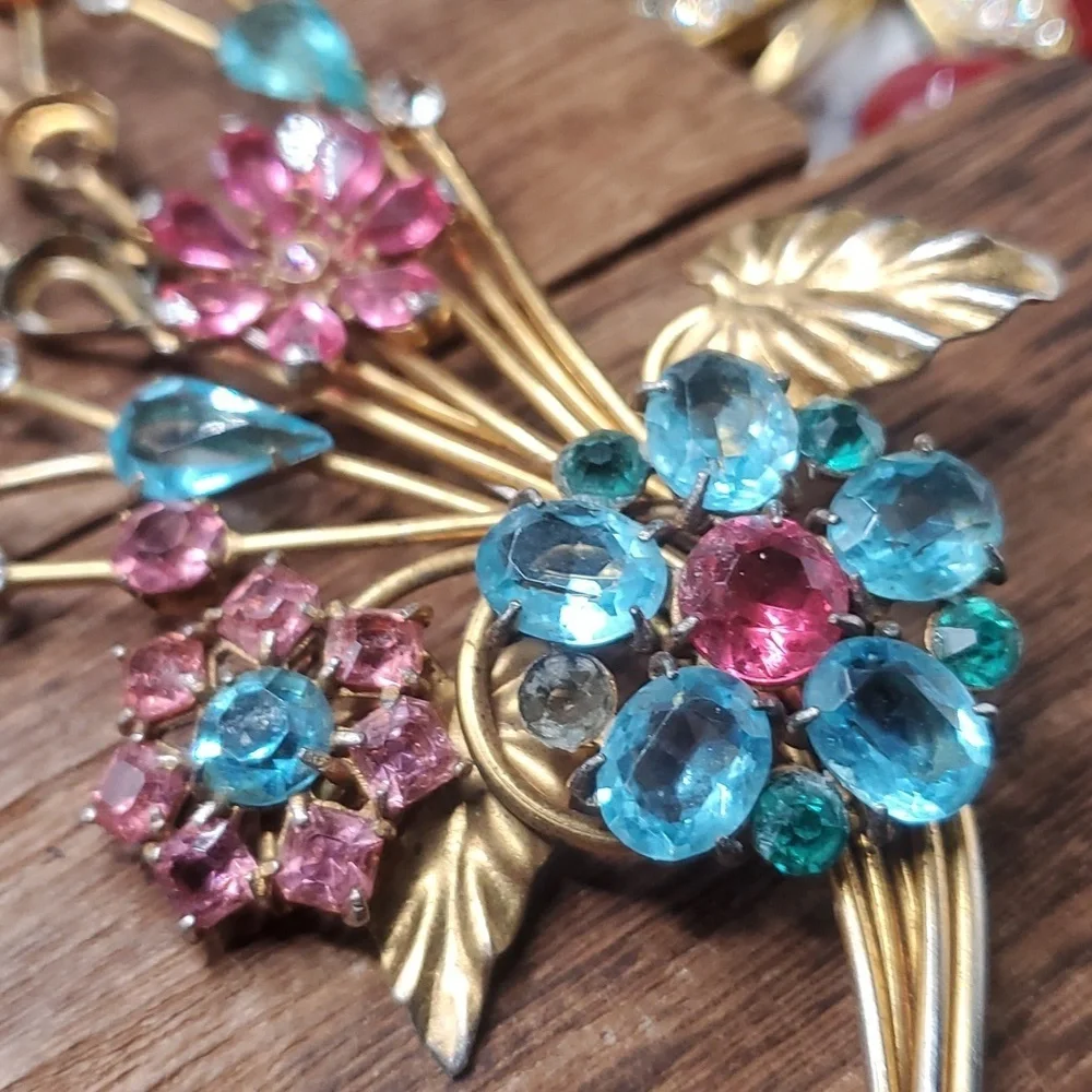 B807 stunning 1920s antique flower bouquet brooch large WOW! - Picture 4 of 7